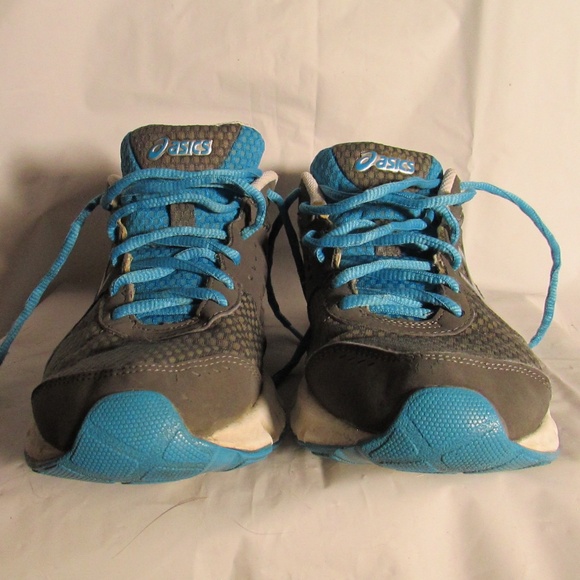 Asics Gray and Blue Athletic Shoes - Picture 1 of 7